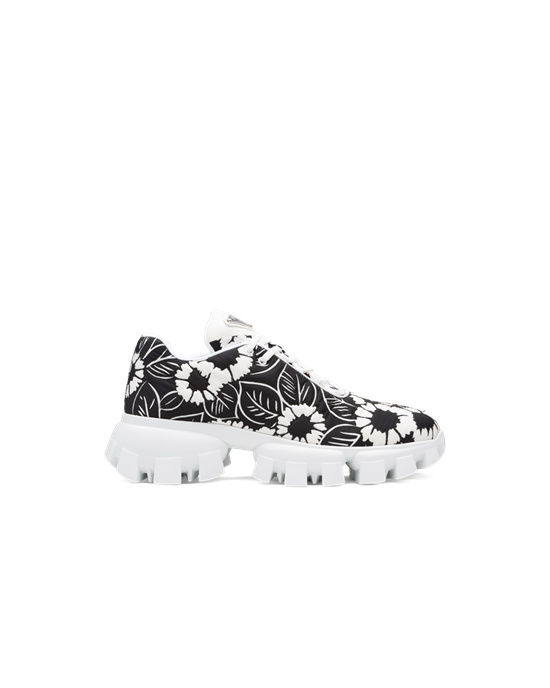 Prada Printed Nylon Sneakers Fekete Fehér | TBIXSG902