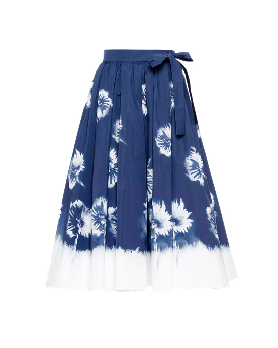 Prada Printed Poplin Skirt Sötétkék | AYNVWP953