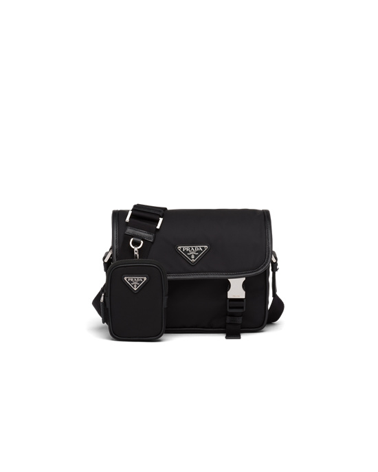 Prada Re-nylon And Saffiano Bőr Shoulder Bag Fekete | NGHKFS640