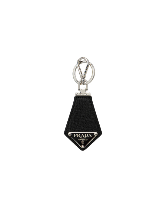 Prada Saffiano Bőr Keychain Fekete | JQDFVT958