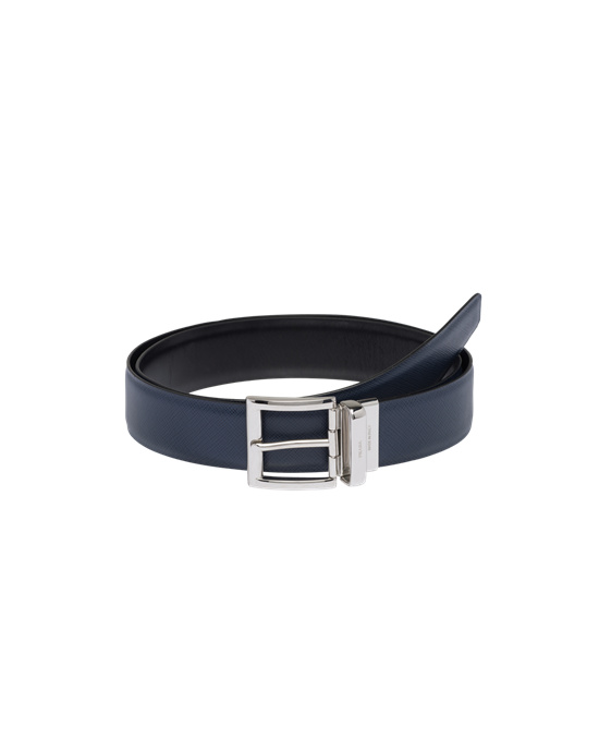 Prada Saffiano Bőr Reversible Belt Fekete Kék | XHKOVI423