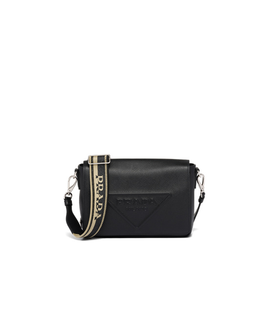 Prada Saffiano Bőr Shoulder Bag Fekete | IRAOQT541