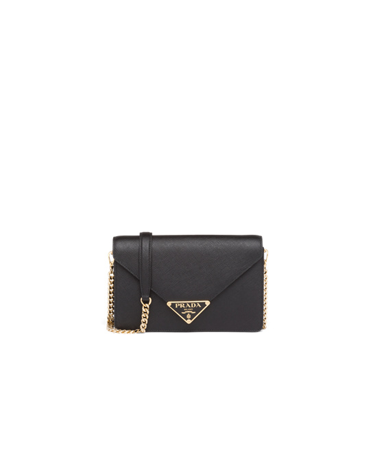 Prada Saffiano Bőr Shoulder Bag Fekete | JFEAXP185