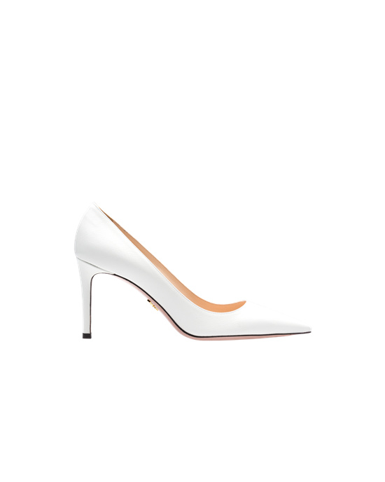 Prada Saffiano Textured Lakkbőr Bőr Pumps Fehér | ZJCXEW174