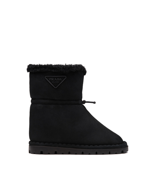 Prada Shearling Booties Fekete | KMYLGU096