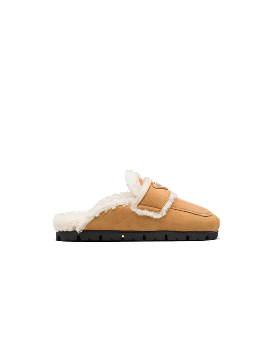 Prada Shearling Slippers Cognac | TXEANV374