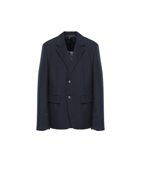 Prada Single-breasted Wool Blend Jacket Sötétkék | DOBZUP574