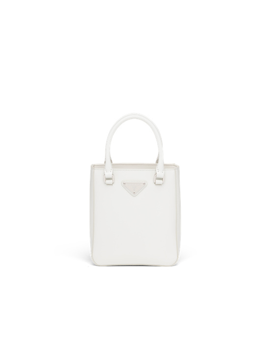 Prada Small Brushed Bőr Tote Fehér | SHNFUO192