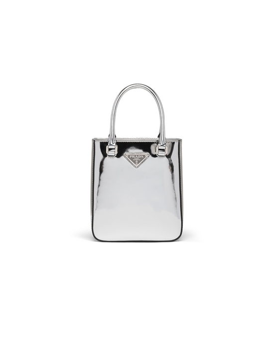 Prada Small Brushed Bőr Tote Titán | REXZCY325