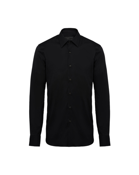 Prada Stretch Poplin Shirt Fekete | DIZNWQ874