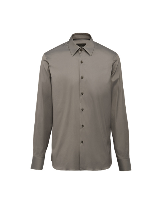 Prada Stretch Poplin Shirt Iron Gray | BHLSOI364