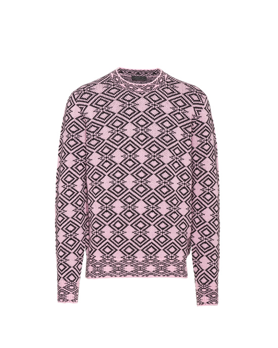 Prada Wool And Cashmere Jacquard Crew-neck Pulóver Rózsaszín Fekete | BIVSQY349