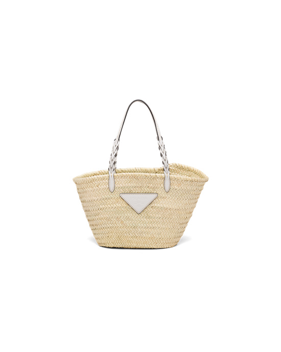 Prada Woven Palm And Bőr Tote Fehér | FZGQDY189